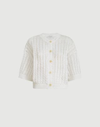 Dazzling cable cardigan White Woman - Brunello Cucinelli