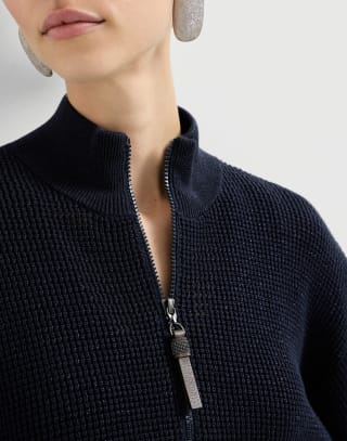 Sparkling net cardigan Blue Woman - Brunello Cucinelli