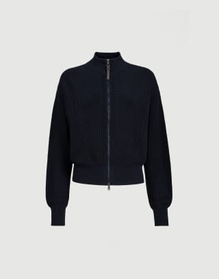 Sparkling net cardigan Blue Woman - Brunello Cucinelli