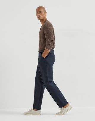 Panama trousers Navy Blue Man - Brunello Cucinelli