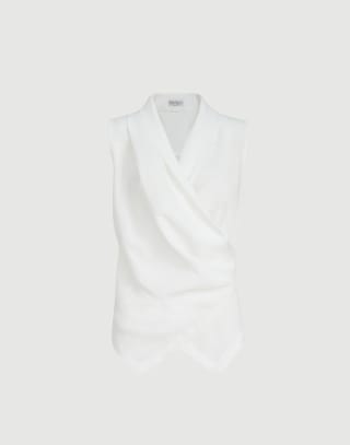 Pull sans manches en sergé Fluid Blanc Femme - Brunello Cucinelli