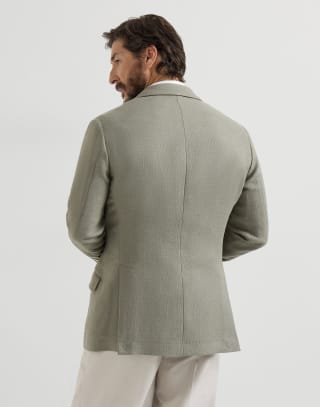 Veste déstructurée en hopsack Vert Kaki Homme - Brunello Cucinelli