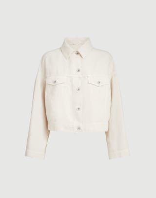 Vêtement d’extérieur en covercoat Craie Femme - Brunello Cucinelli