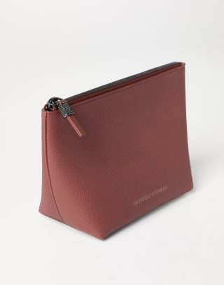 Calfskin clutch bag with monili Firebrick Woman - Brunello Cucinelli