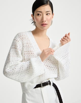 Maglia Dazzling Braids Bianco Donna - Brunello Cucinelli