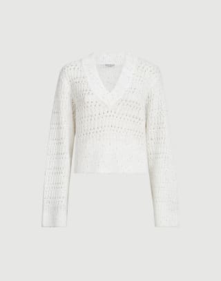 Maglia Dazzling Braids Bianco Donna - Brunello Cucinelli