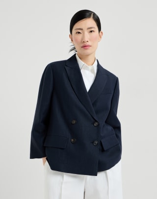 Blazer aus Fluid-Twill Blau Damen - Brunello Cucinelli