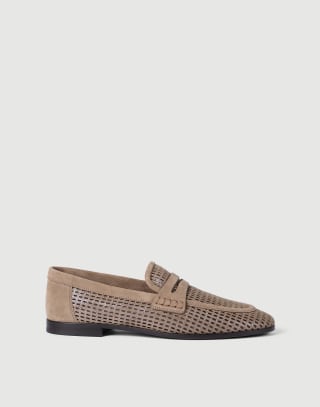 Sparkling net loafers in leather Light Brown Woman - Brunello Cucinelli