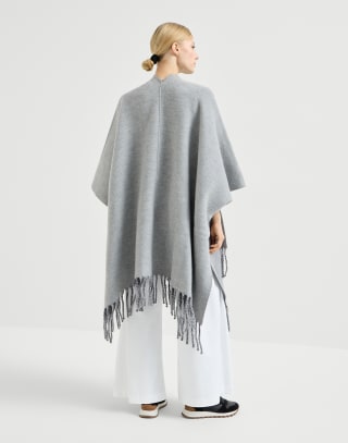 Wool and cashmere double knit poncho Medium Grey Woman - Brunello Cucinelli