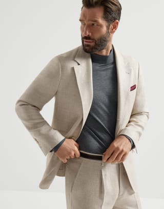 Hopsack deconstructed blazer Sand Man - Brunello Cucinelli