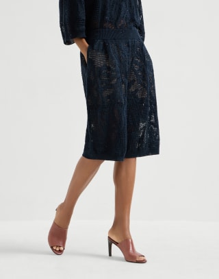 Dazzling Water Lillies-Bermudashorts Blau Damen - Brunello Cucinelli