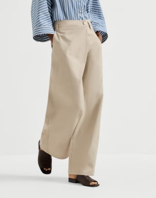 Pantalone Loose Wrap Sabbia Donna - Brunello Cucinelli