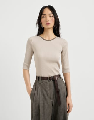 Ribbed jersey top Buff Woman - Brunello Cucinelli