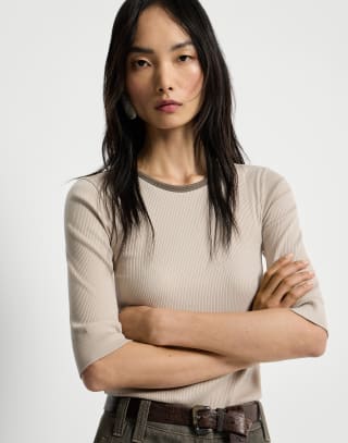 Ribbed jersey top Buff Woman - Brunello Cucinelli