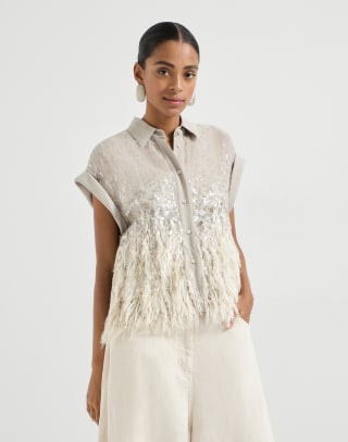 Dazzling dégradé shirt Silver Woman - Brunello Cucinelli