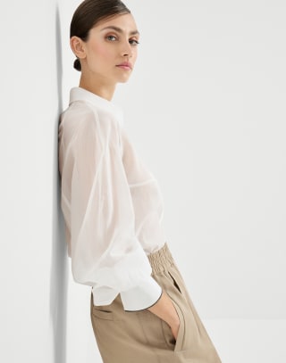 Striped organza shirt White Woman - Brunello Cucinelli