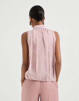 Striped organza shirt Pink Woman - Brunello Cucinelli