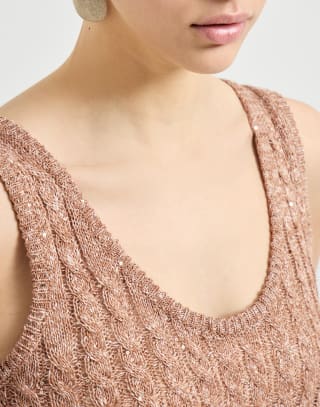 Haut Dazzling Cable Marron Femme - Brunello Cucinelli