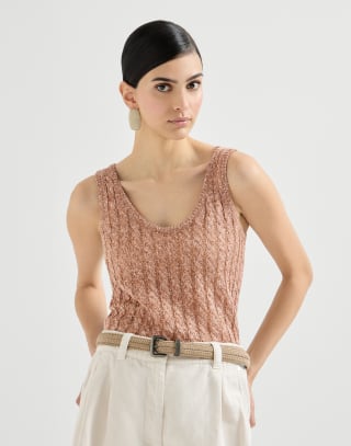 Haut Dazzling Cable Marron Femme - Brunello Cucinelli