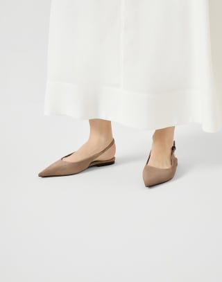 Flats Slingback in camoscio Marrone Donna - Brunello Cucinelli