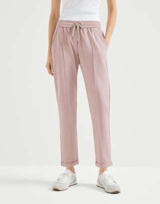 Track trousers with monili Pink Woman - Brunello Cucinelli