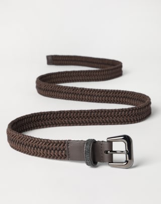 Braided belt with monili Rust Brown Woman - Brunello Cucinelli
