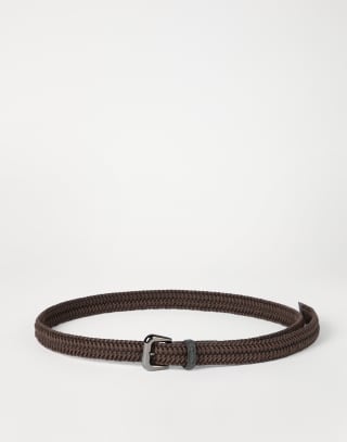 Braided belt with monili Rust Brown Woman - Brunello Cucinelli