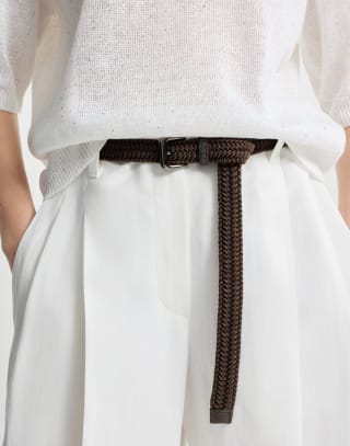 Braided belt with monili Rust Brown Woman - Brunello Cucinelli