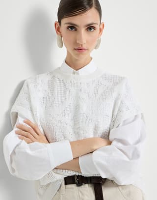 T-shirt Dazzling Water Lillies Bianco Donna - Brunello Cucinelli