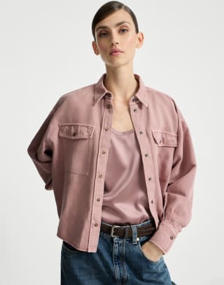 Camisa en Cover teñido en prenda Rosa Mujer - Brunello Cucinelli