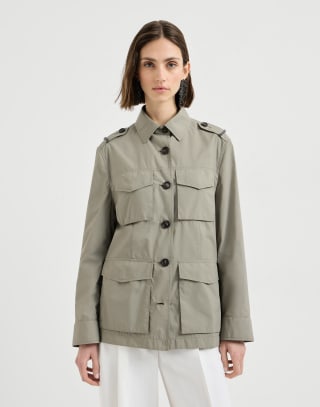 Outerwear with monili Khaki Woman - Brunello Cucinelli