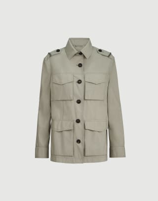 Outerwear with monili Khaki Woman - Brunello Cucinelli