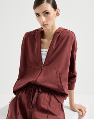 Oberteil aus leichtem Sweatstoff Rot Damen - Brunello Cucinelli