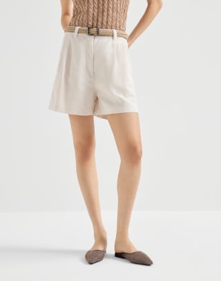 Short Baggy orné de Monile Craie Femme - Brunello Cucinelli