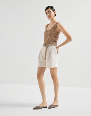 Short Baggy orné de Monile Craie Femme - Brunello Cucinelli