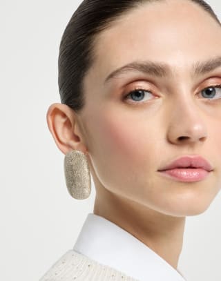 Silver shimmer earrings Gold Woman - Brunello Cucinelli