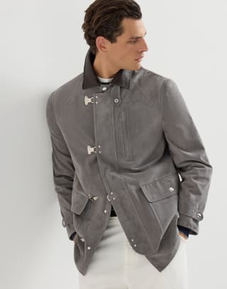 Suede outerwear Medium Grey Man - Brunello Cucinelli