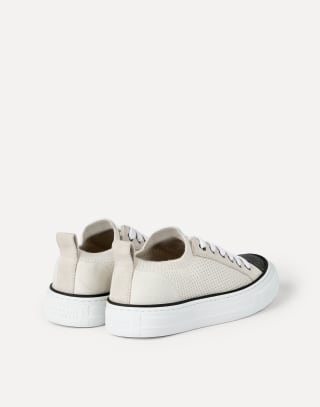 Sneakers en maille de coton Blanc Femme - Brunello Cucinelli