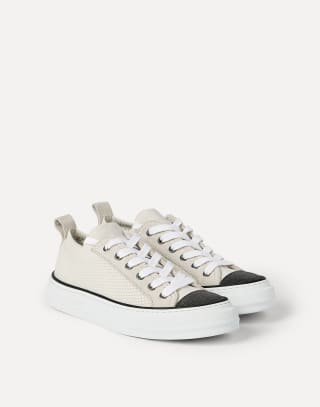 Sneakers en maille de coton Blanc Femme - Brunello Cucinelli