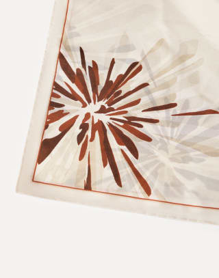 Bloom print pongee foulard Beige Woman - Brunello Cucinelli