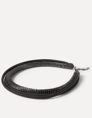 Leather precious necklace Black Woman - Brunello Cucinelli