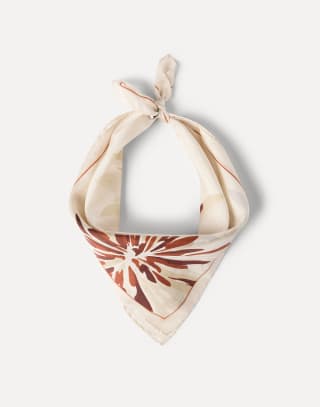Bloom print pongee foulard Beige Woman - Brunello Cucinelli