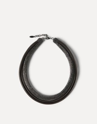 Leather precious necklace Black Woman - Brunello Cucinelli