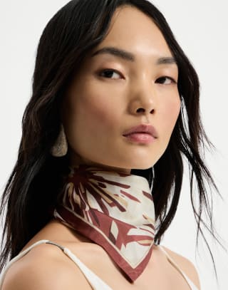 Bloom print pongee foulard Bordeaux Woman - Brunello Cucinelli