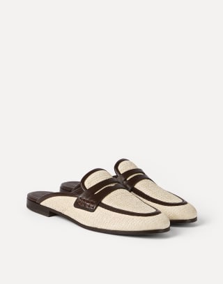 Raffia and leather mules Rope Woman - Brunello Cucinelli