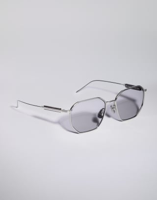 Geometric titanium and horn frame Silver Eyewear - Brunello Cucinelli