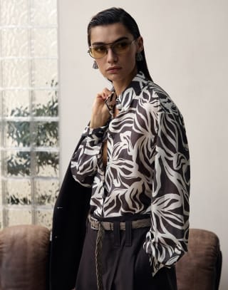 Gafas de sol de titanio y cuerno Gris mate Gafas - Brunello Cucinelli