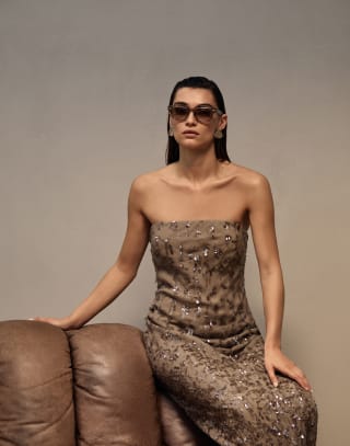 Gafas cuadradas de acetato Taupe Ahumado Gafas - Brunello Cucinelli