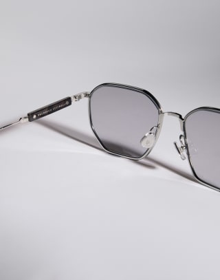 Geometric titanium and horn frame Silver Eyewear - Brunello Cucinelli