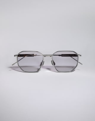 Geometric titanium and horn frame Silver Eyewear - Brunello Cucinelli